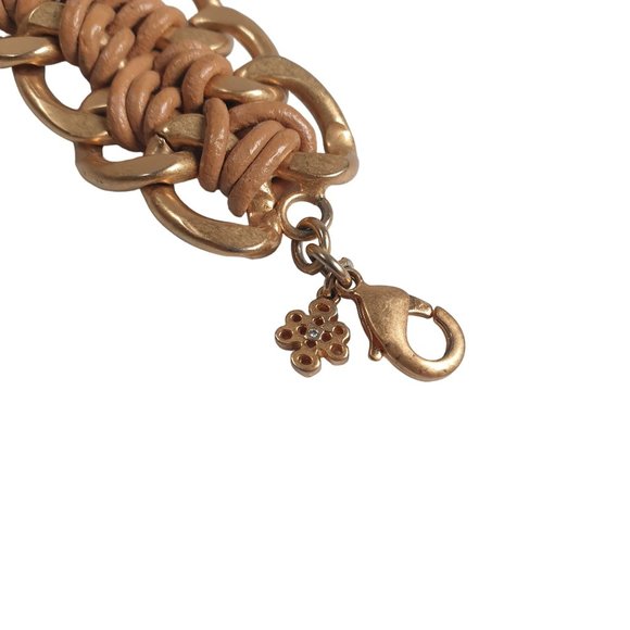 Chain Link Weave Vintage Women Bracelet Gold Tone Fashion Jewelry 8 Inch Heavier - Picture 3 of 5